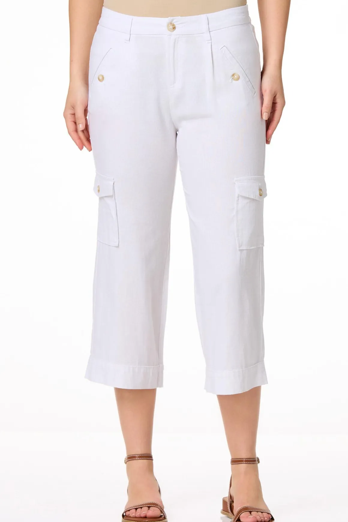 Cropped Linen Cargo Pants