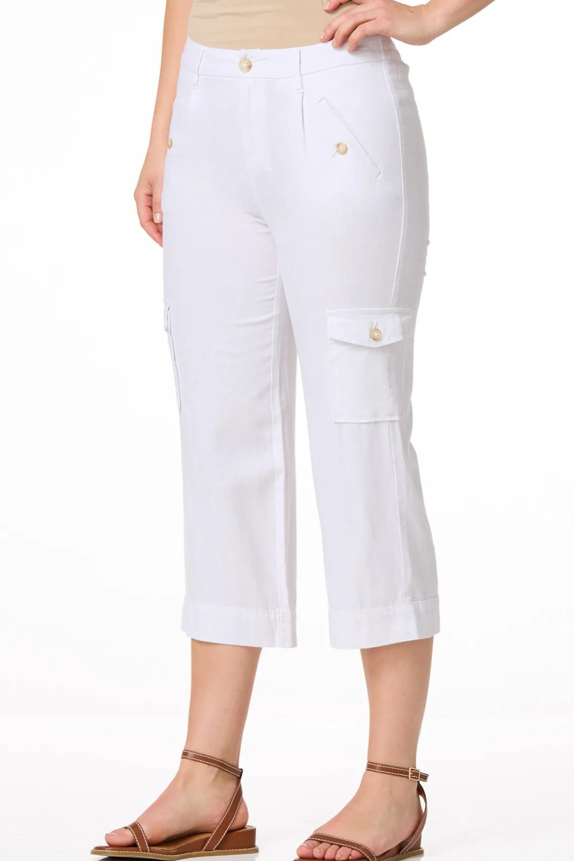 Cropped Linen Cargo Pants