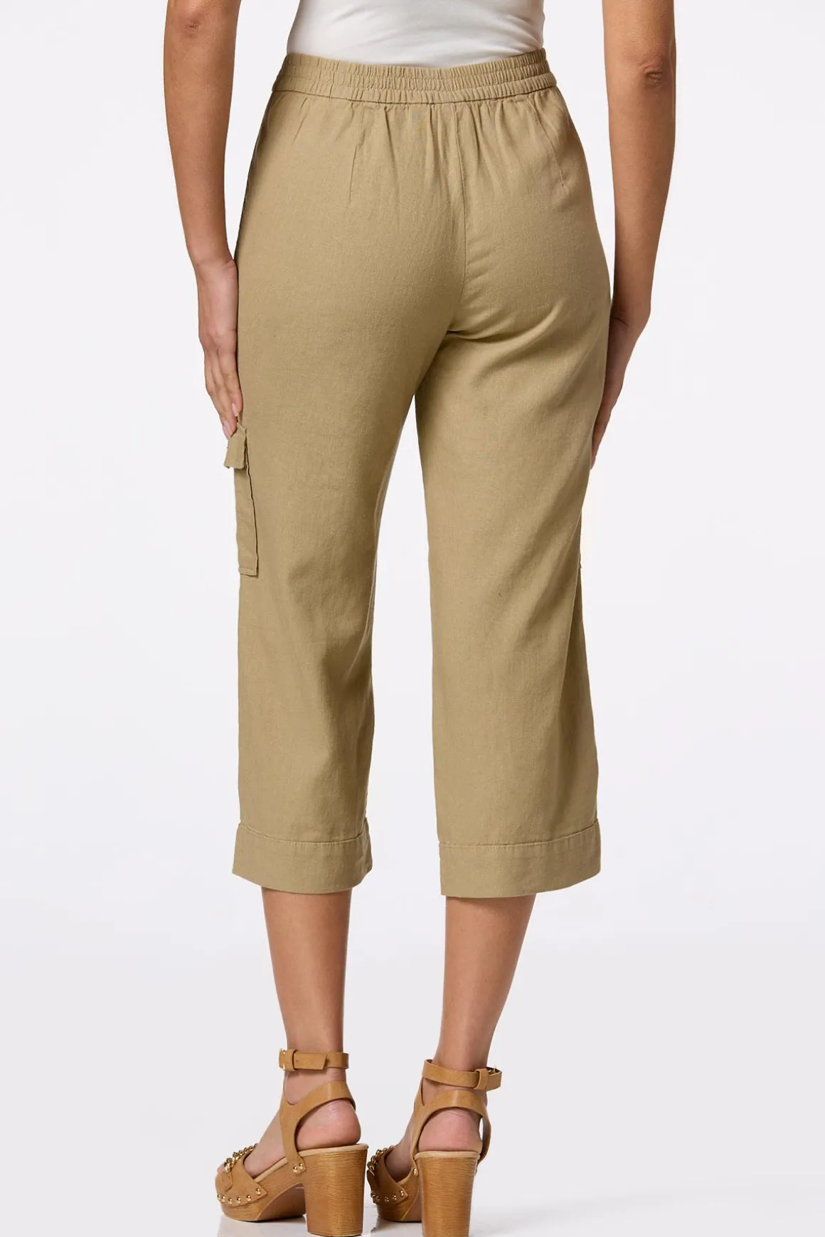 Cropped Linen Cargo Pants