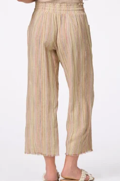 Cropped Multi Stripe Linen Pants