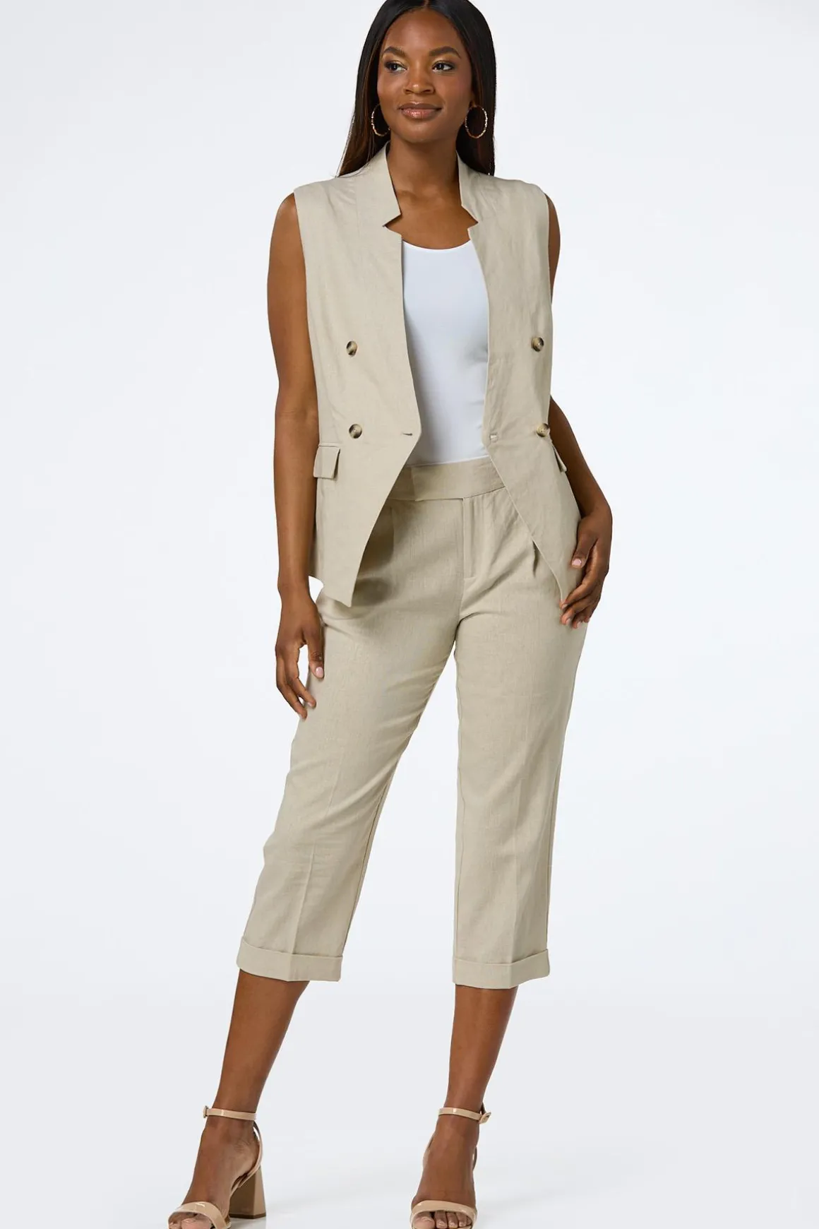 Cropped Natural Linen Pants
