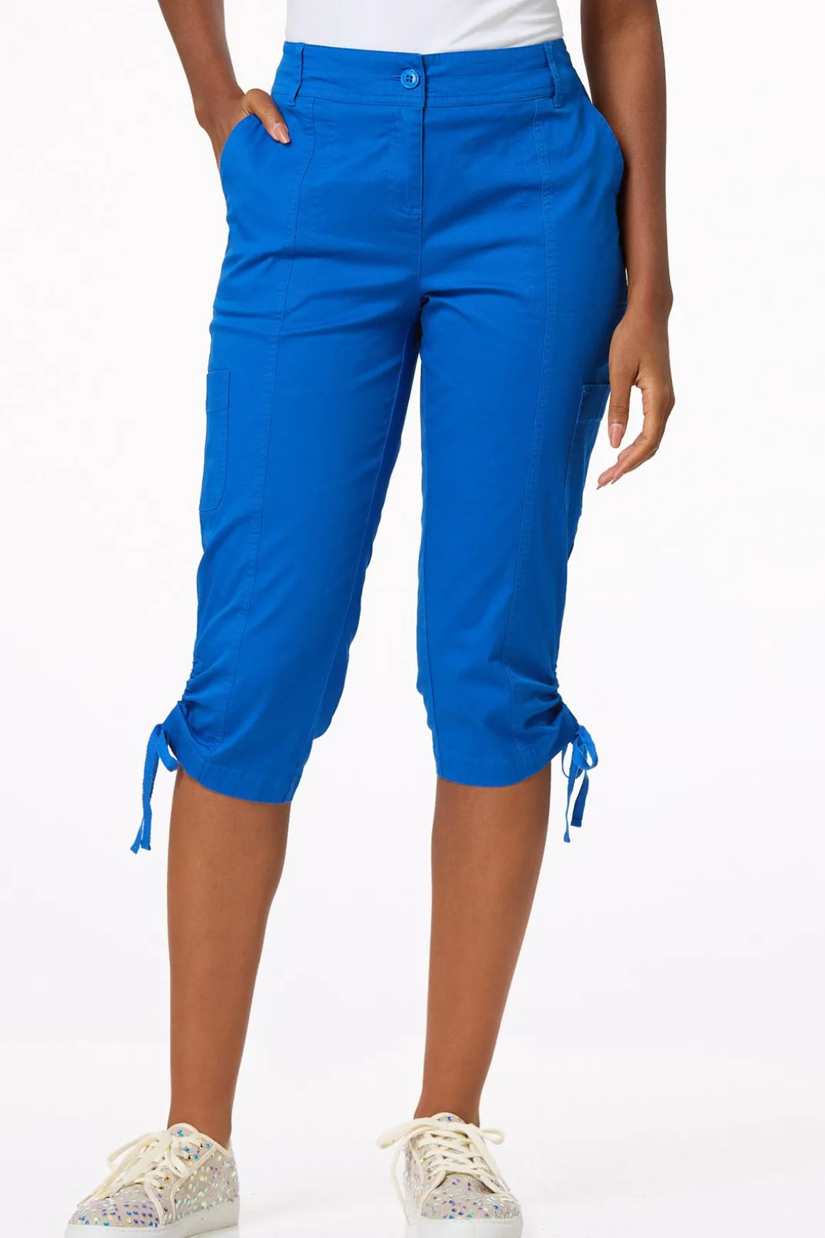 Cropped Ruched Hem Utility Pants