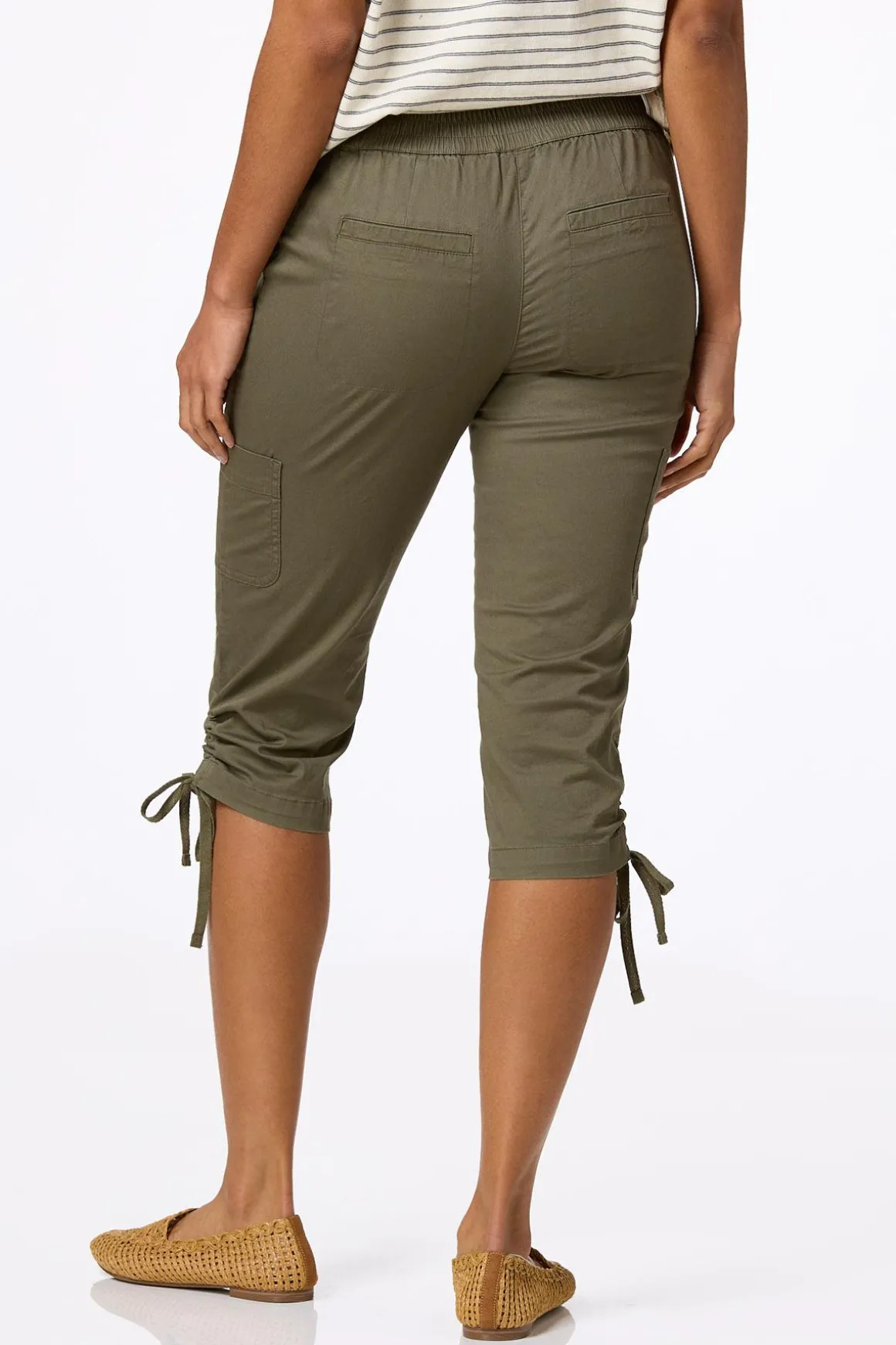 Cropped Ruched Hem Utility Pants