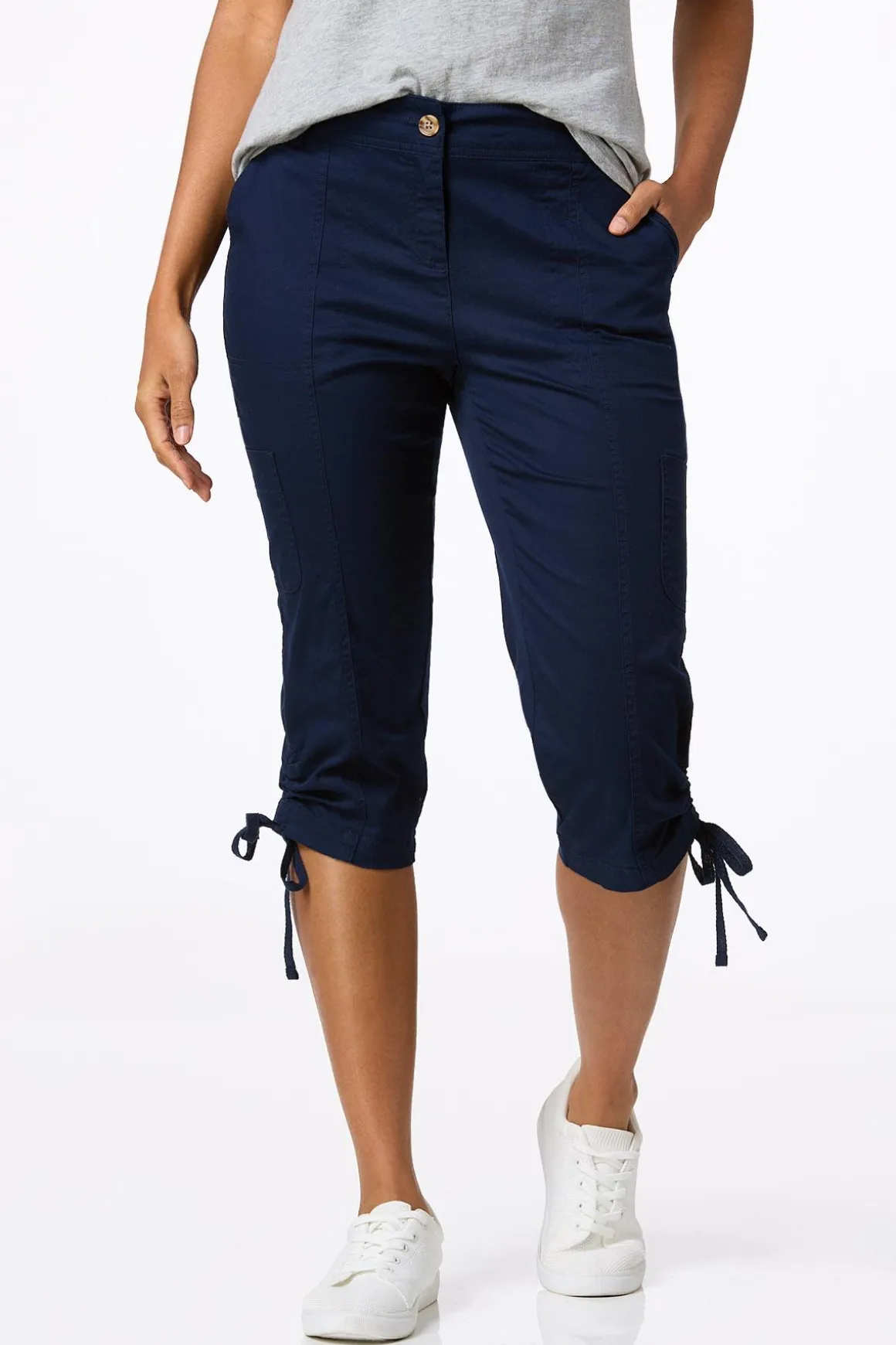 Cropped Ruched Hem Utility Pants