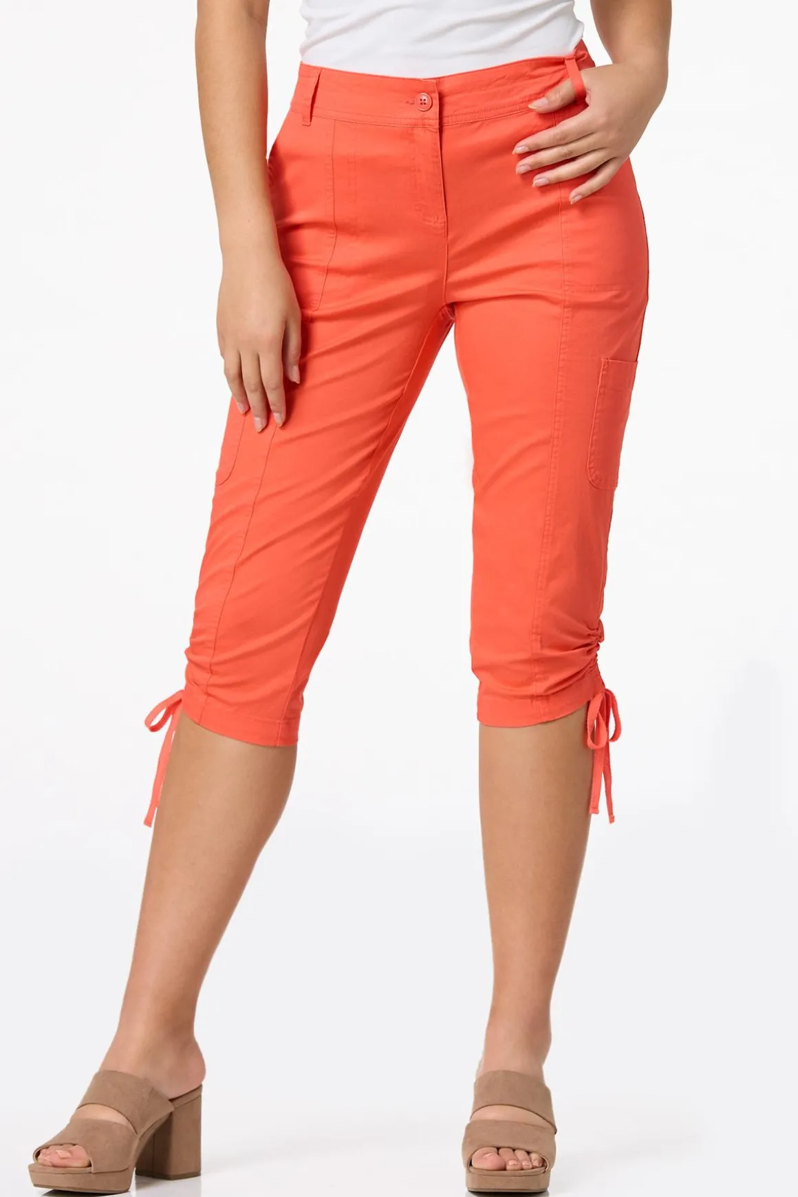 Cropped Ruched Hem Utility Pants
