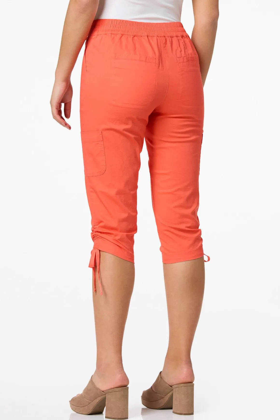Cropped Ruched Hem Utility Pants