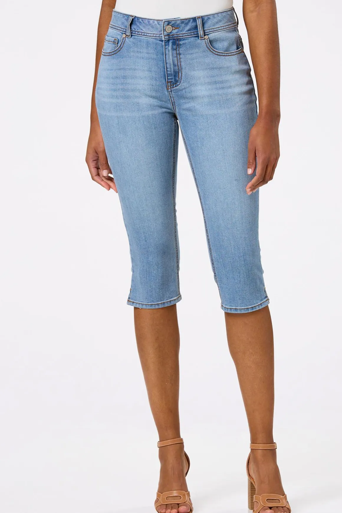 Cropped Slit Hem Skinny Jeans
