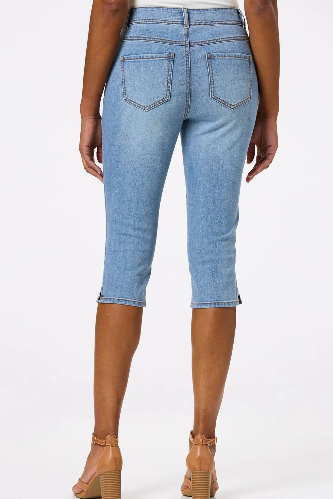 Cropped Slit Hem Skinny Jeans