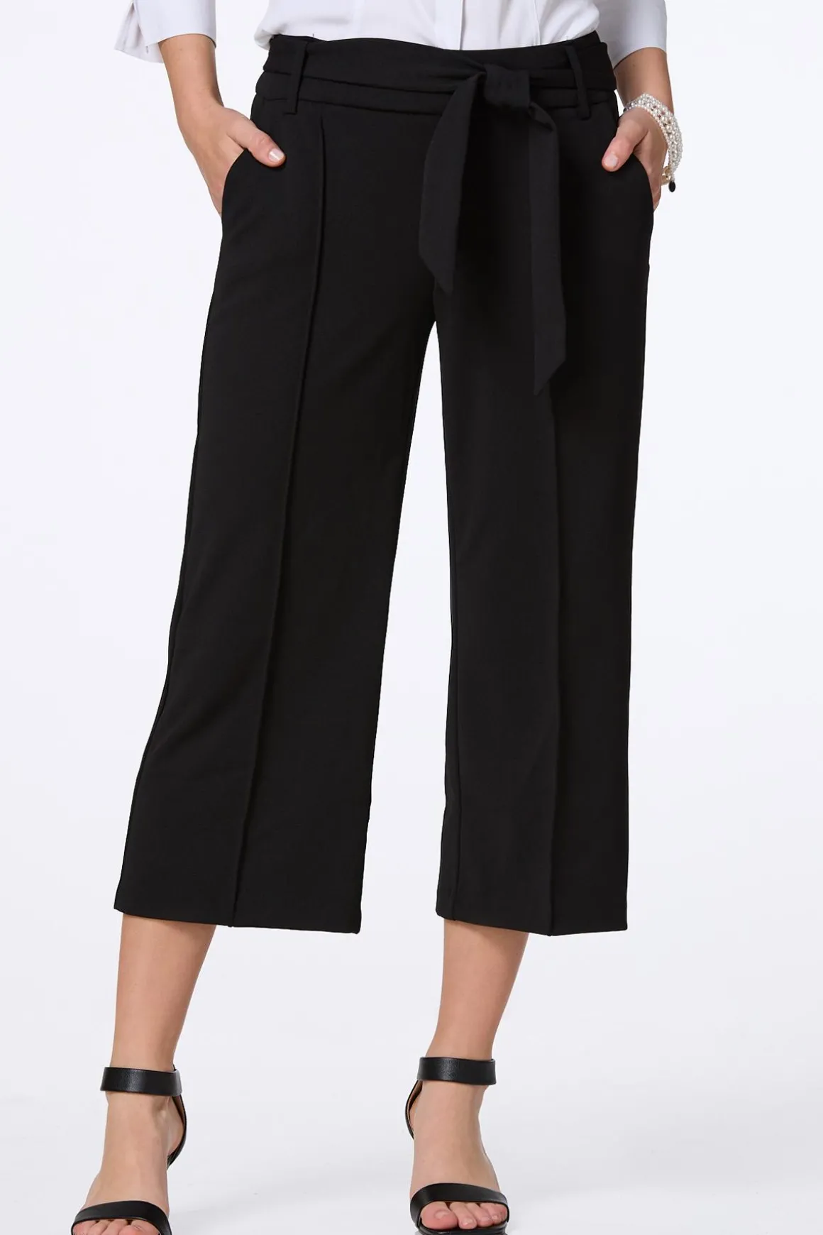 Cropped Wide Leg Trouser Pants