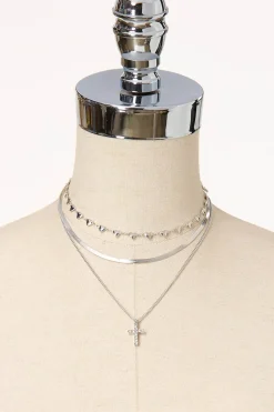 Cross Charm Layered Necklace