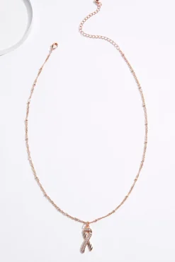 Cubic Zirconia Awareness Ribbon Necklace
