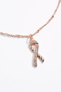 Cubic Zirconia Awareness Ribbon Necklace