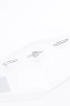 Cubic Zirconia Silver Ring Set