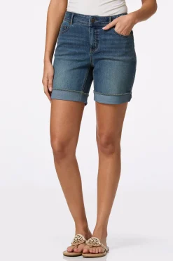 Cuffed Curvy Denim Shorts