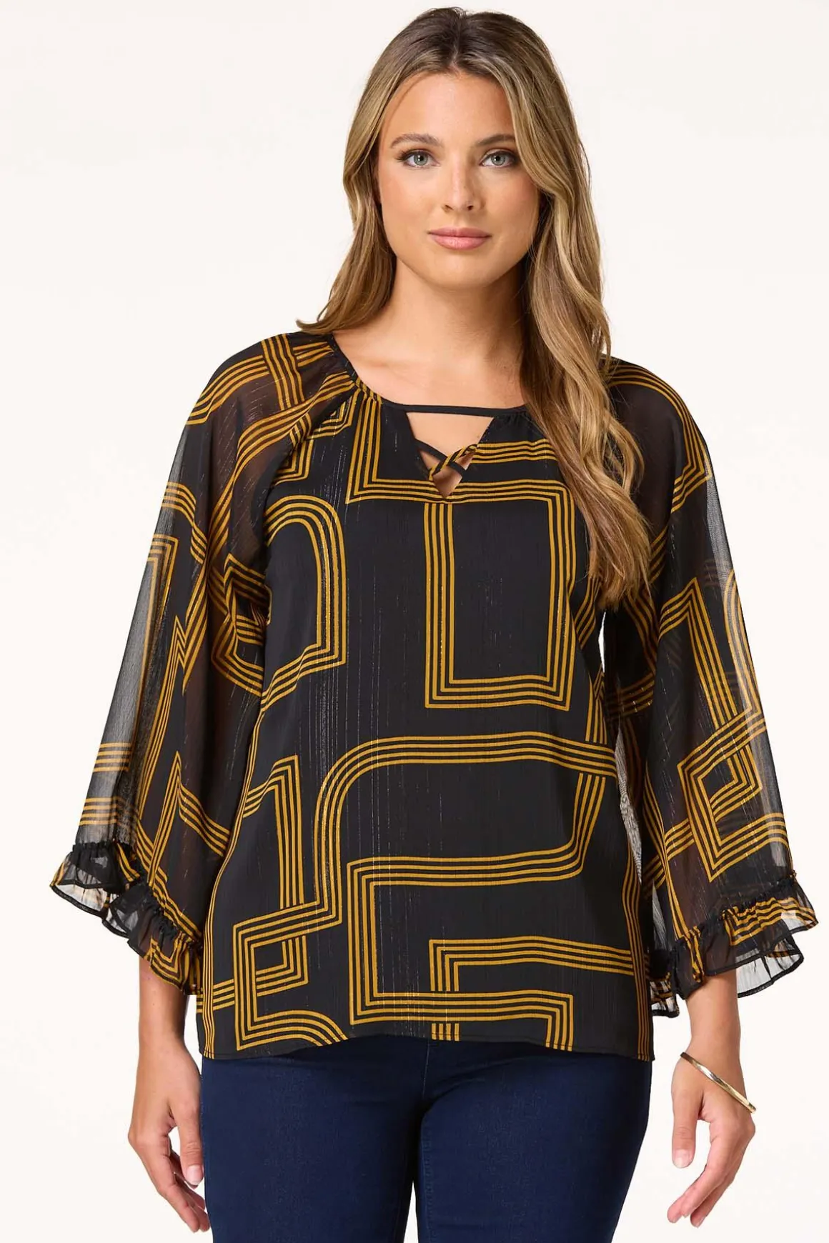 Cutout Bell Sleeve Top
