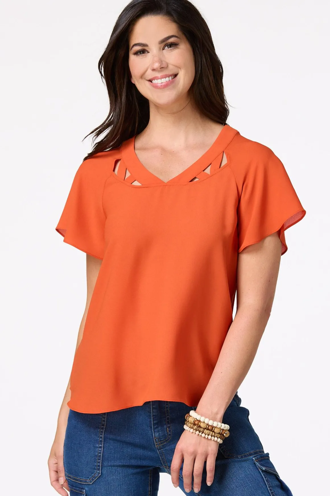 Cutout Chiffon Top