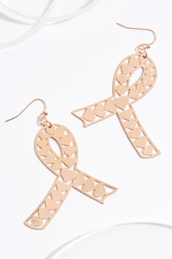 Cutout Heart Awareness Ribbon Earrings