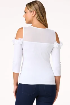 3d Floral Cold Shoulder Top