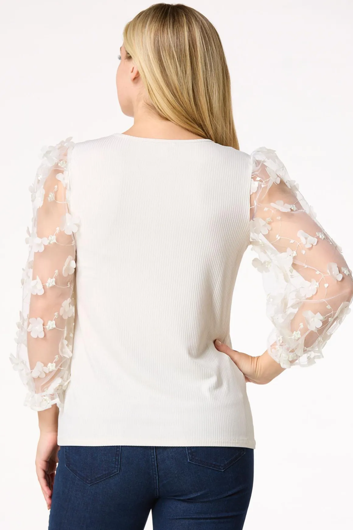 3d Floral Sleeve Top