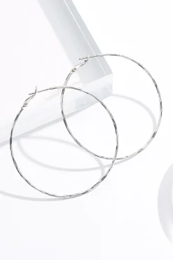 Delicate Hammered Silver Hoop Earrings