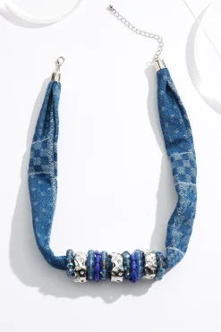Denim Centered Rings Short Necklace