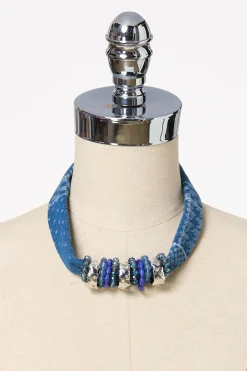 Denim Centered Rings Short Necklace