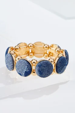 Denim Circle Stretch Bracelet