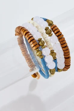 Denim Wood Coil Bracelet