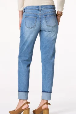 Distressed Cuffed Girlfriend Jeans