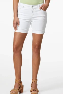 Distressed White Denim Shorts
