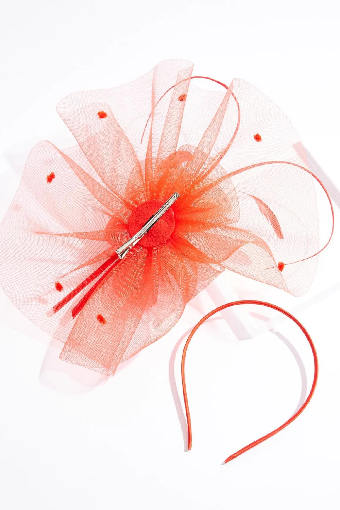 Dot Mesh Feather Fascinator