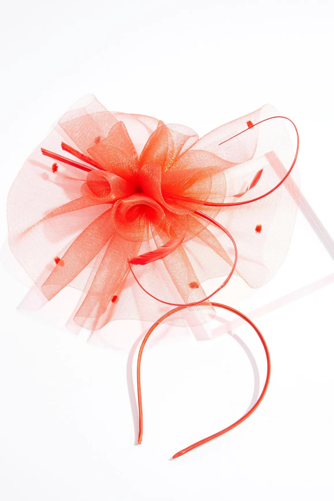 Dot Mesh Feather Fascinator