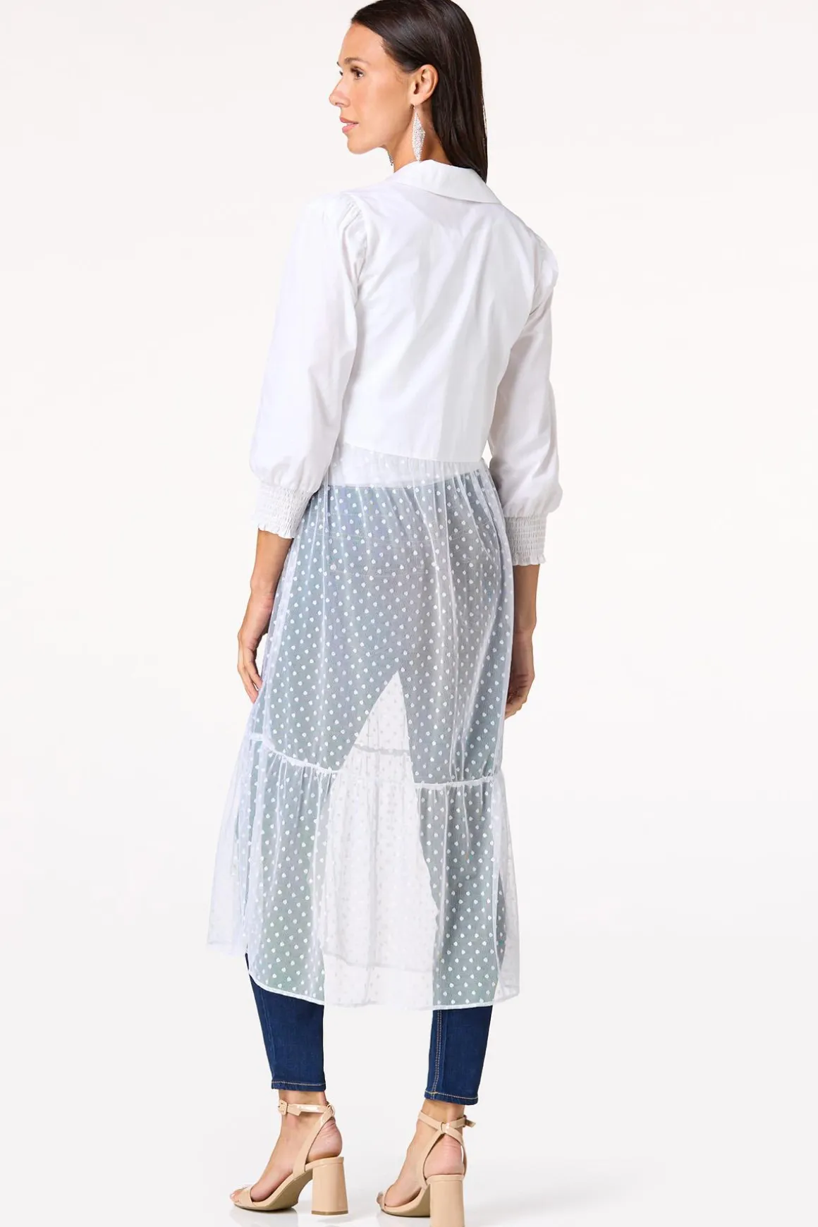 Dotted Mesh Poplin Duster