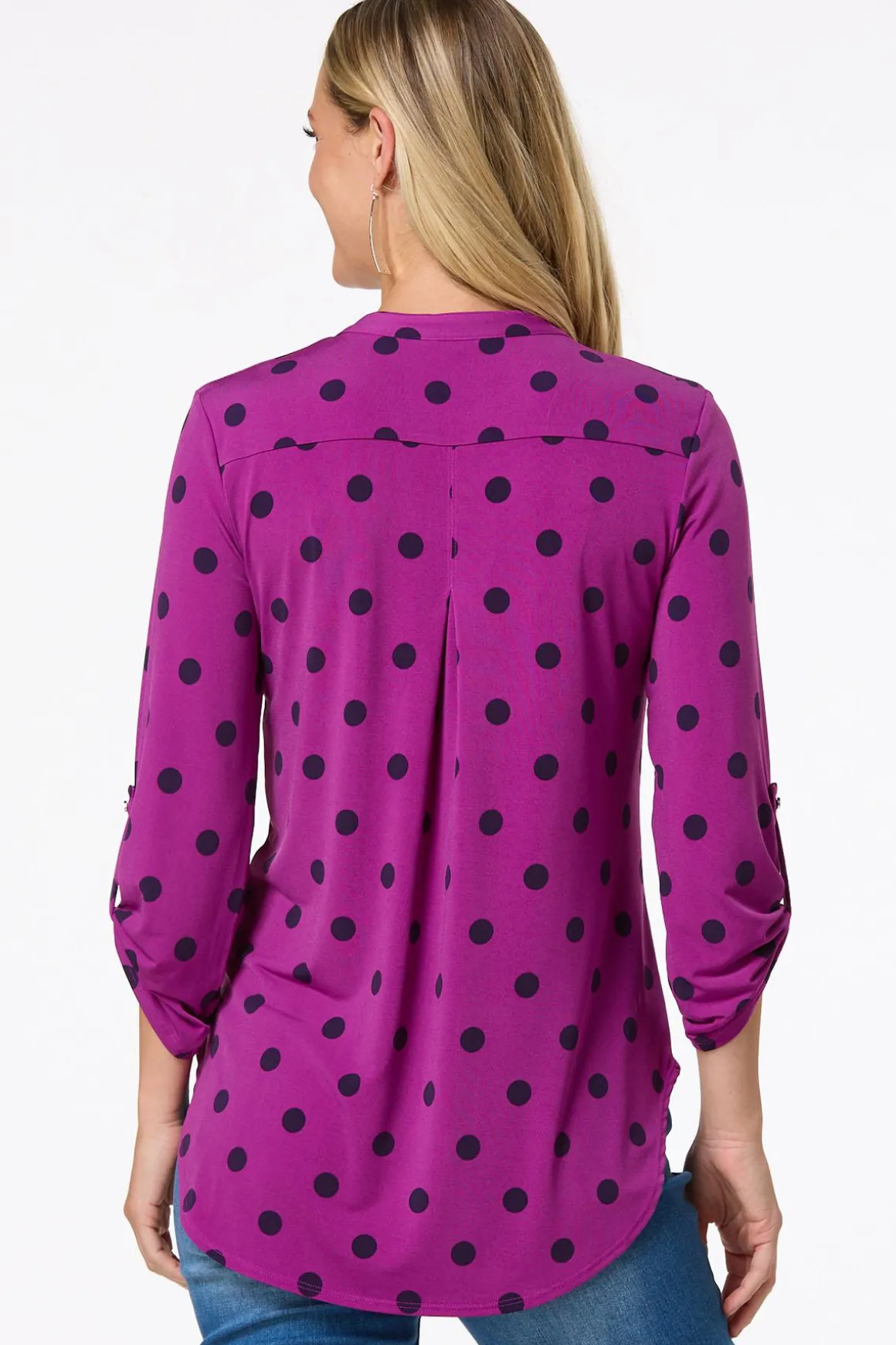 Dotted Scrunch Sleeve Top