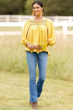 Double Button High Rise Bootcut Jeans