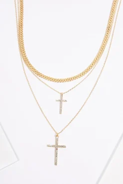 Double Cross Layered Necklace