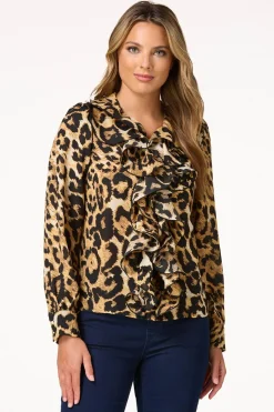 Dramatic Ruffle Leopard Shirt