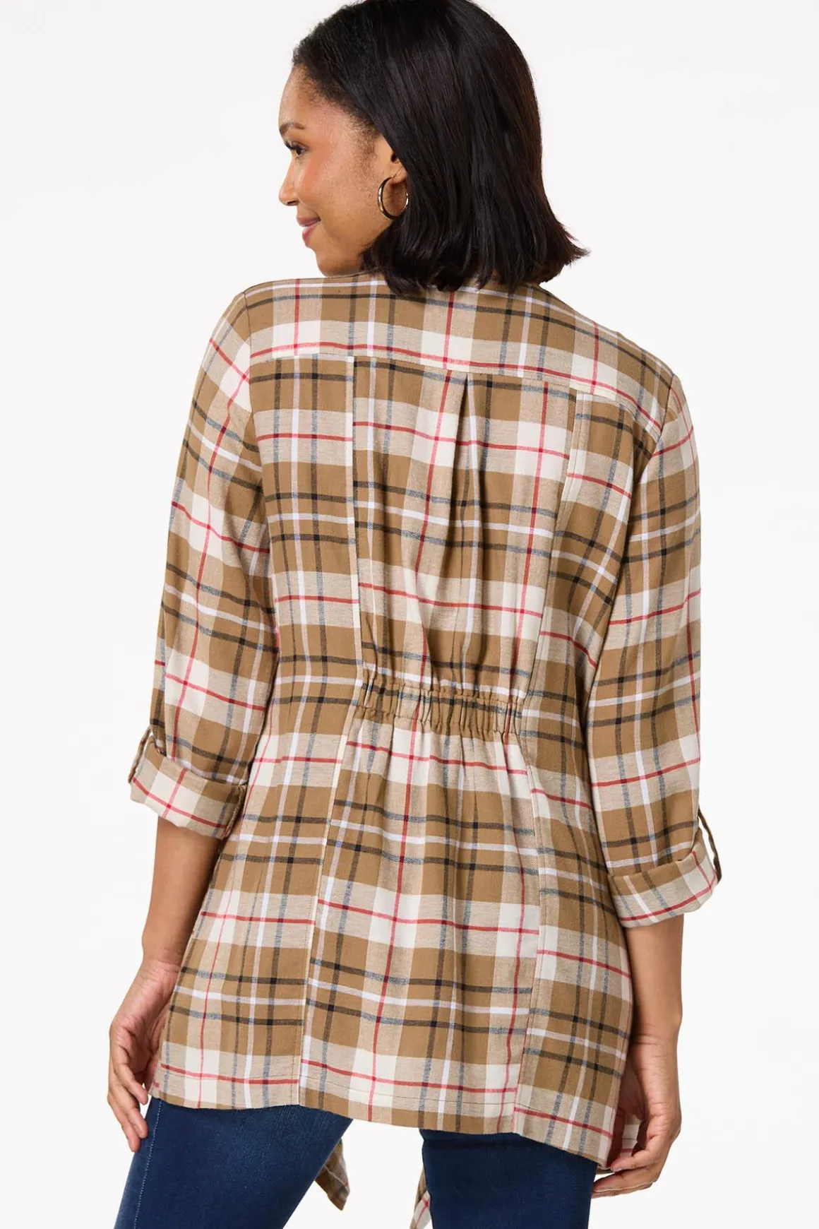 Draped Plaid Cardigan