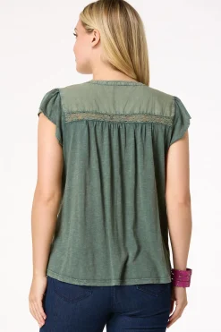 Embellished Lace Up Top