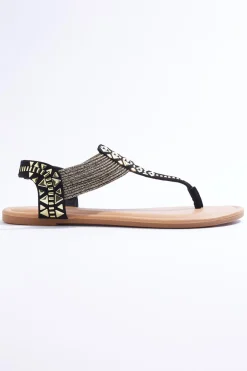 Embellished Stretch Thong Sandals
