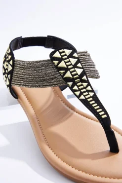 Embellished Stretch Thong Sandals