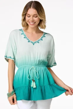 Embroidered Dip Dye Top