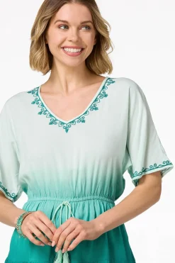 Embroidered Dip Dye Top