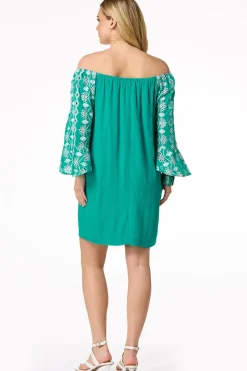Embroidered Eyelet Sleeve Dress