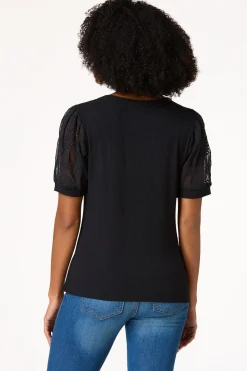 Embroidered Eyelet Sleeve Top