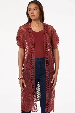 Embroidered Mesh Duster