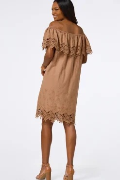 Embroidered Off Shoulder Dress