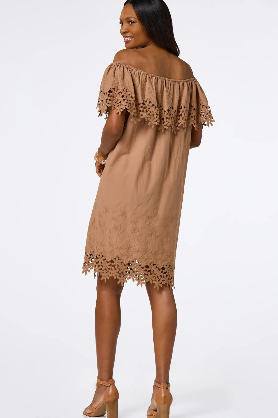 Embroidered Off Shoulder Dress