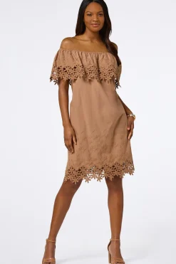 Embroidered Off Shoulder Dress
