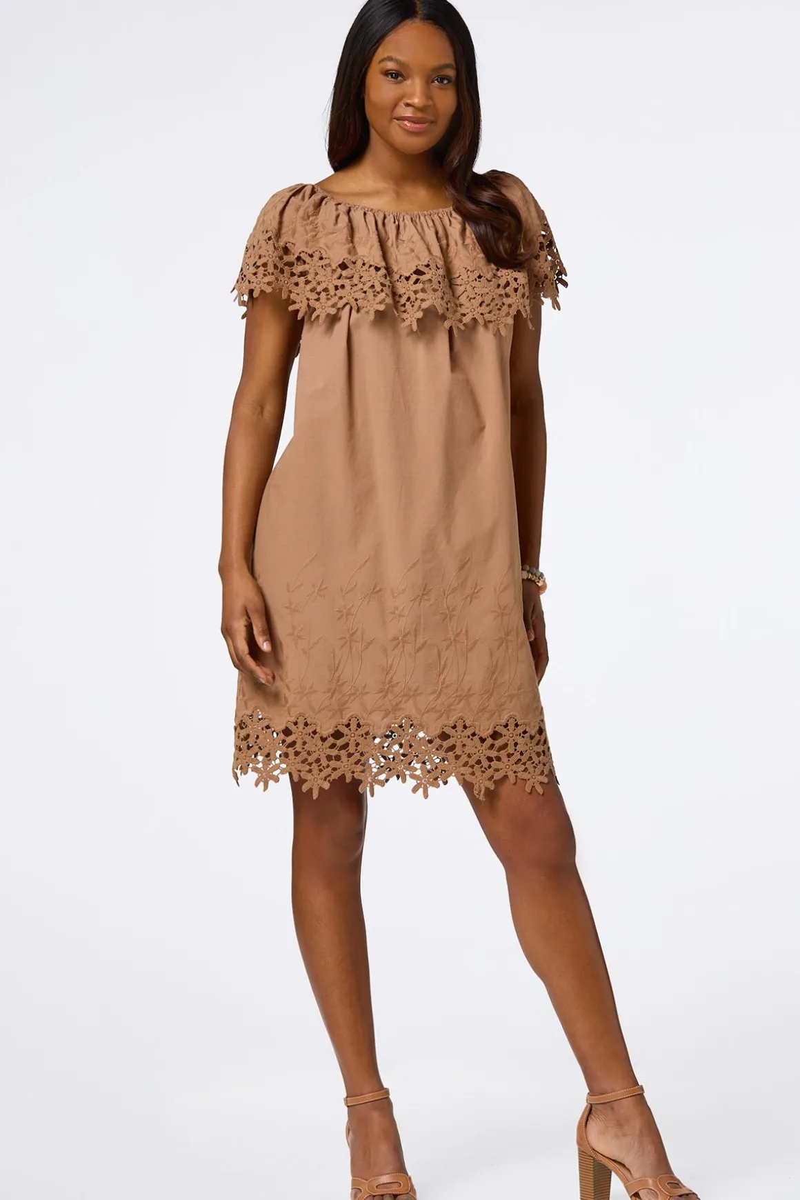 Embroidered Off Shoulder Dress